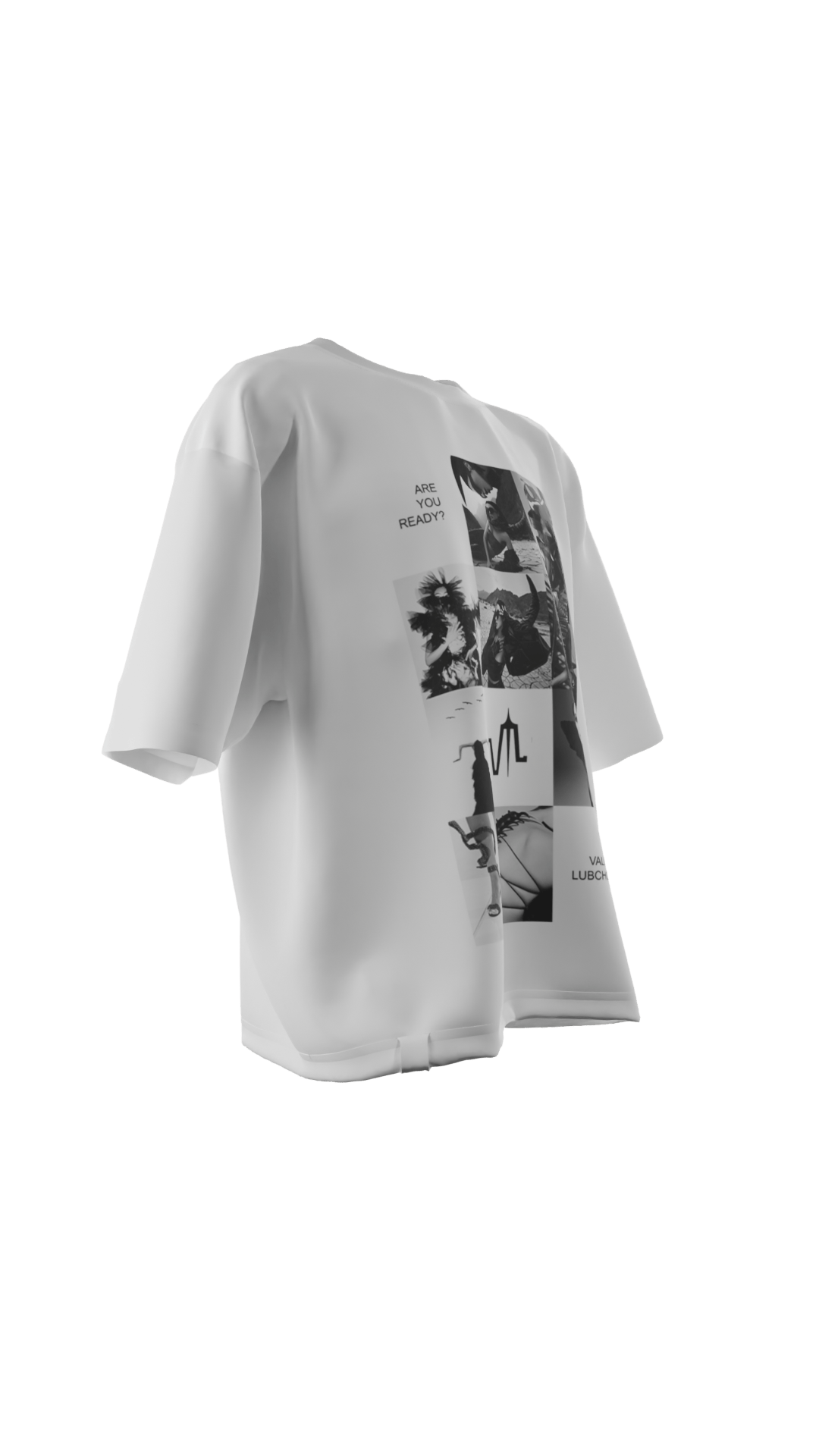 3D render of a white t-shirt.