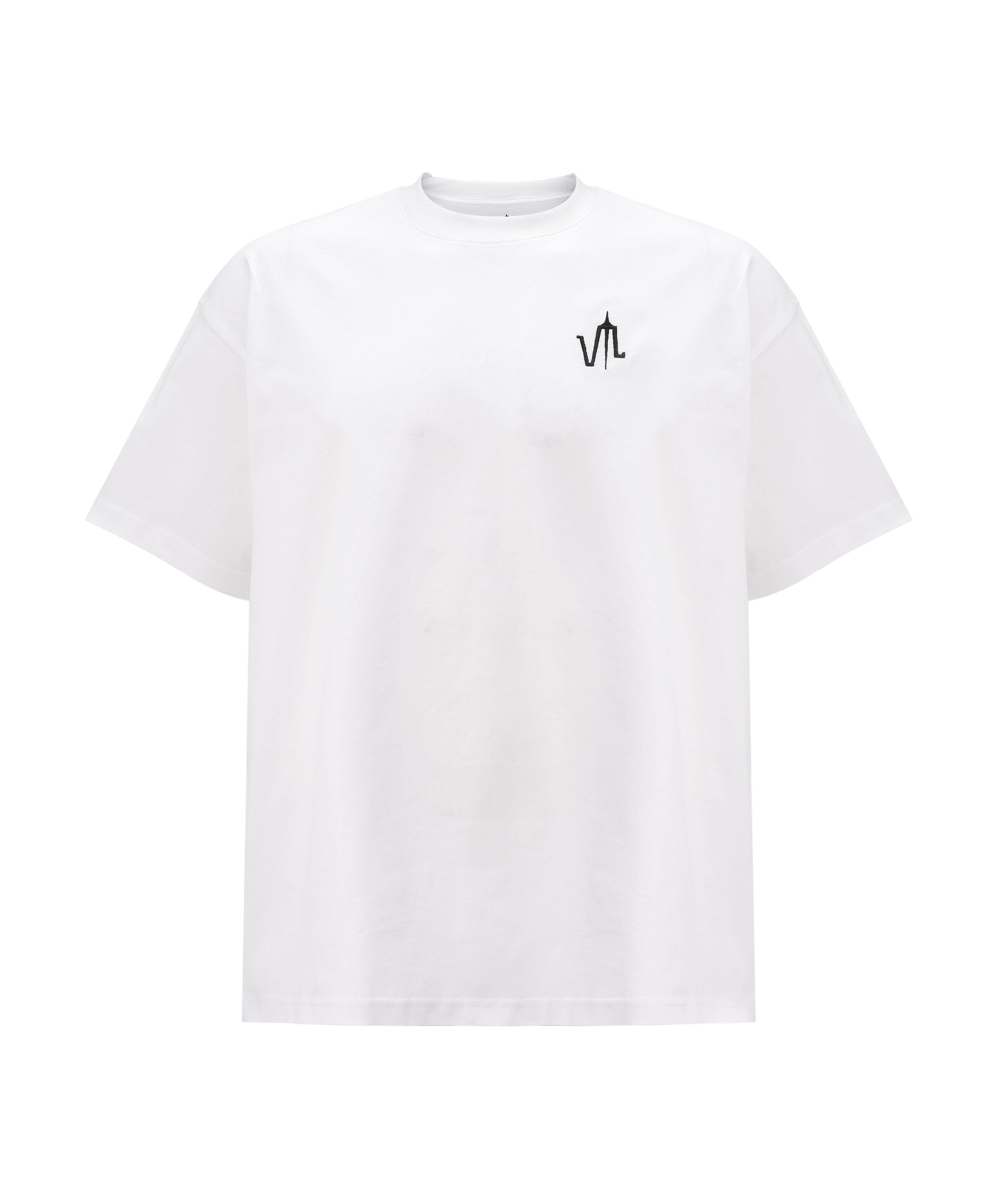 A white t-shirt with the "lubchonak" logo embroidered on the front, viewed from the front.